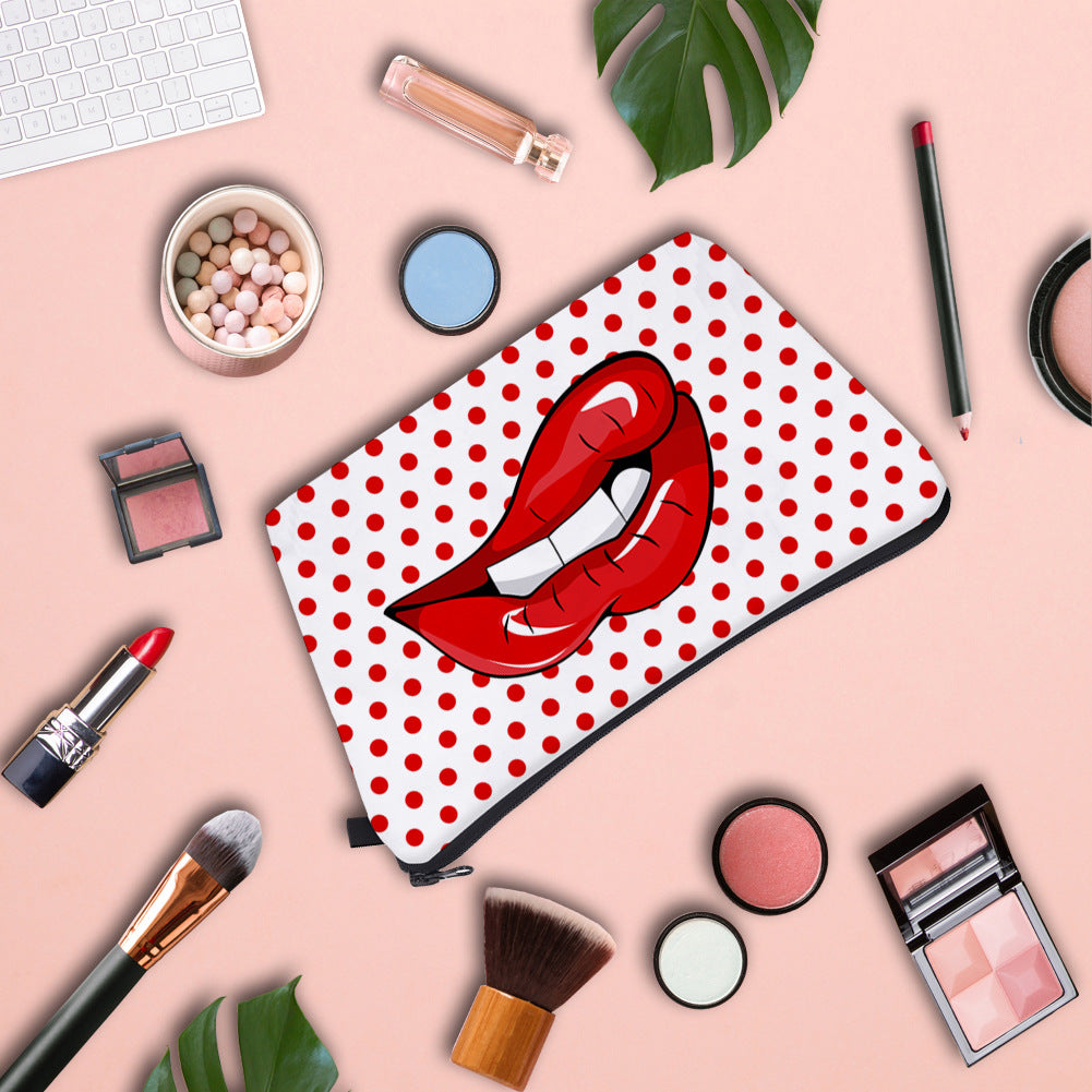 Wholesale Polyester Lip Biting Digital Printing Cosmetic Storage Bag